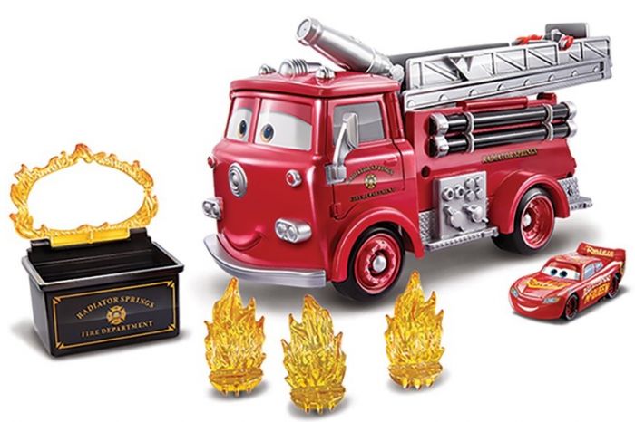 Disney Cars Stunt and Splash Red brannbil - med fargeskiftende Lynet McQueen