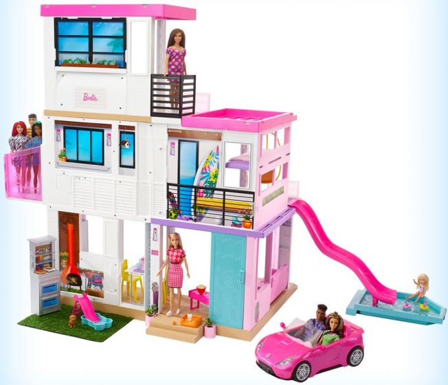 Barbie DreamHouse - 3-etasjes lekehus med sklie og heis - lyd og lys - over 75 tilbehør