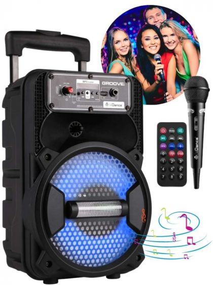 iDance Groove 119 - trådløs alt-i-ett Bluetooth høyttaler med discolys og karaoke