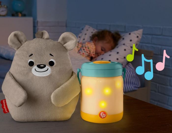 Fisher Price Baby Bear and Firefly Soother - bamse med lykt og spilledåse - lysprosjektor 
