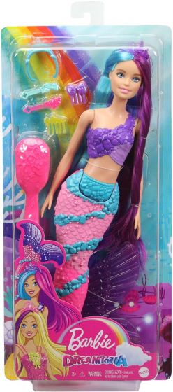 Barbie Dreamtopia Havfrue - dukke med lilla topp og rosa og turkis hale