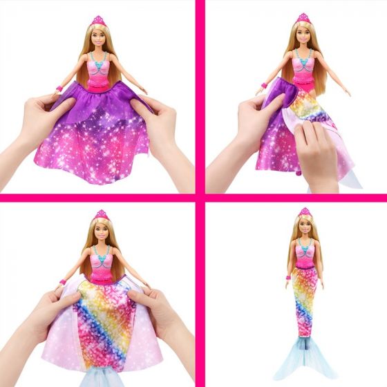 Barbie Dreamtopia 2-i-1 Prinsesse til havfrue - lys dukke 29 cm