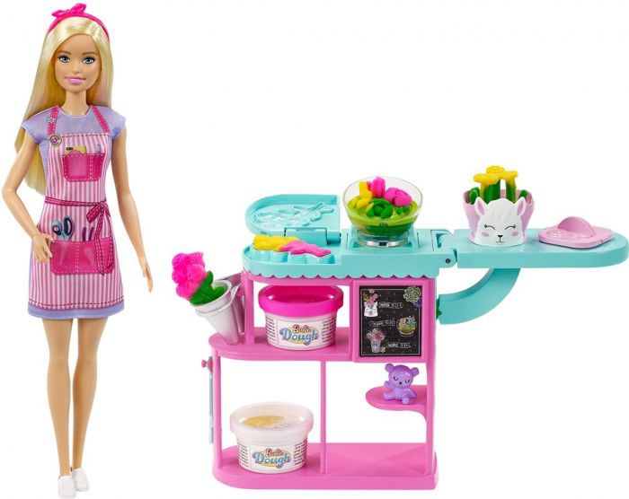 Barbie Karrieredukke florist - blond dukke med med Barbie dough blomster