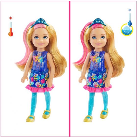 Barbie Chelsea Color Reveal dukke i festmote - 6 overraskelser