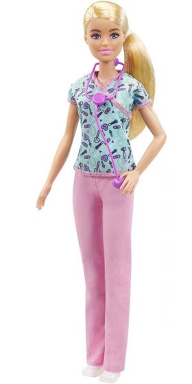 Barbie Karrieredukke - sykepleier med uniform og stetoskop