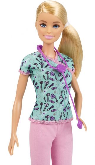 Barbie Karrieredukke - sykepleier med uniform og stetoskop
