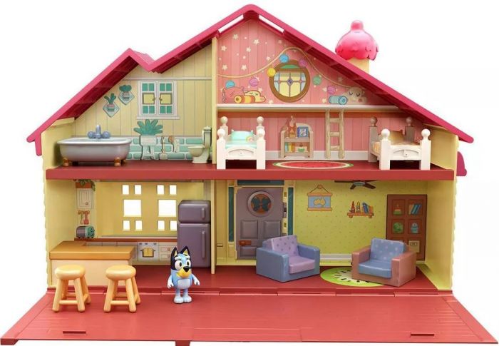 Bluey Familiehjem lekesett - Pack & Go lekehus med møbler og Bluey-figur