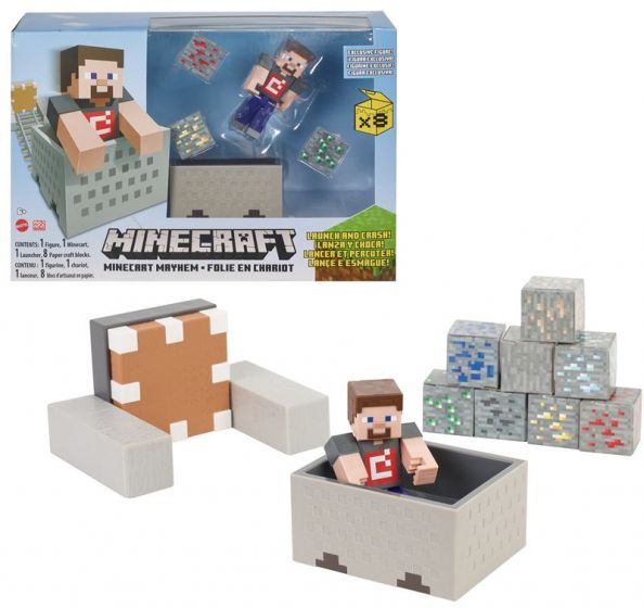 Minecraft Minecart Mayhem lekesett - med Steve figur og tilbehør