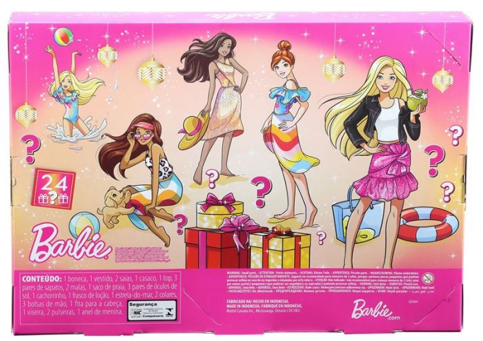 Barbie Day to Night Julekalender - med dukke, klær og tilbehør 