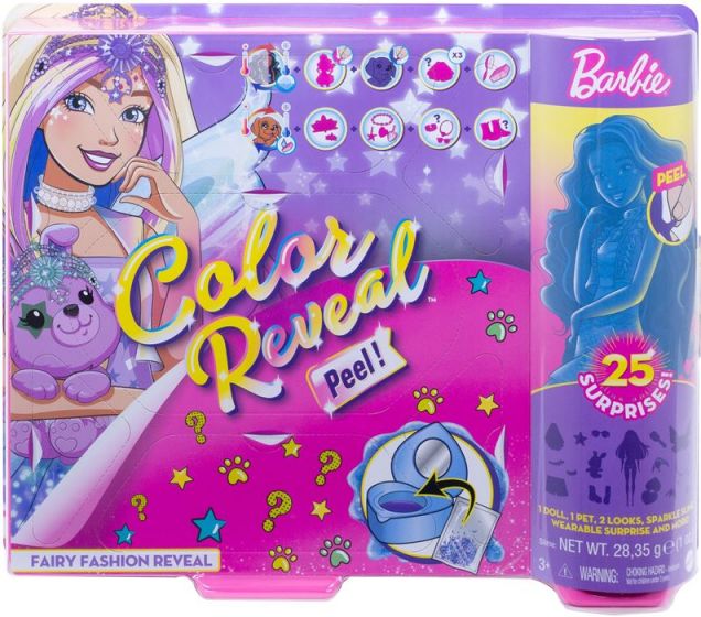 Barbie Ultimate Color Reveal Peel Fairy - dukke med fe-mote og 1 kjæledyr - 25 overraskelser