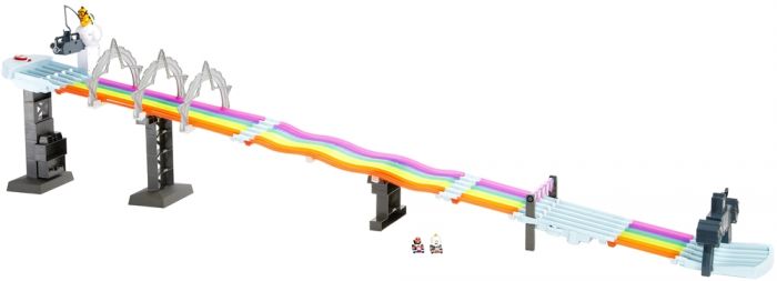 Hot Wheels Mario Kart Rainbow Road Track set - bilbane med to biler, lys og lyd