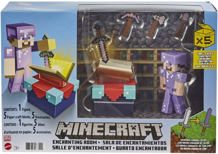 Minecraft Enchanting room lekesett - med 1 Steve figur og tilbehør 