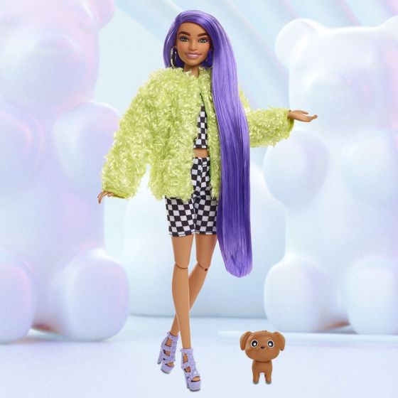 Barbie Extra dukke - med sminkebord og valp - over 45 deler 