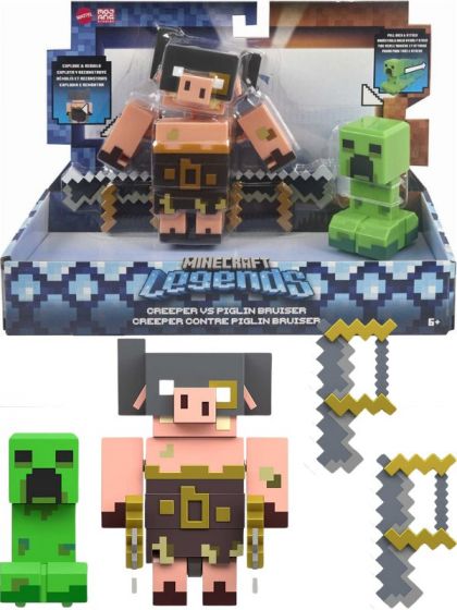 Minecraft Legends actionfigurer - Creeper og Piglin Bruiser