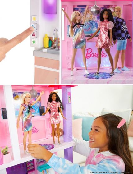 Barbie 60th Celebration Dreamhouse lekset - dockhus med ljus och ljud, 2 dockor, bil och massor av tillbehör - 114 cm
