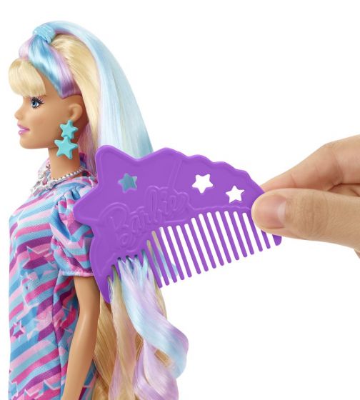 Barbie Totally Hair Doll - docka med stjärntema och 21 cm långt hår - 15 accessoarer