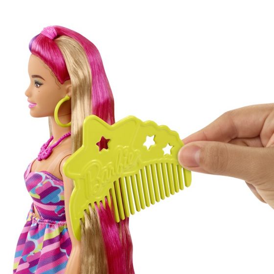 Barbie Totally Hair Doll - dukke med blomster-tema og 21 cm lang hår - 15 tilbehør