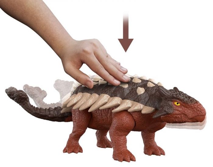 Jurassic World Dominion Roar Strikers Ankylosaurus - interaktiv dinosaur med lyd og bevegelse - 33 cm