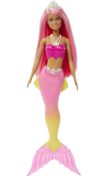 Barbie Dreamtopia sjöjungfrudocka med rosa hår - rosa och gul stjärtfena
