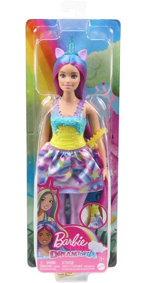 Barbie Dreamtopia curvy enhörningsdocka med blått och lila hår
