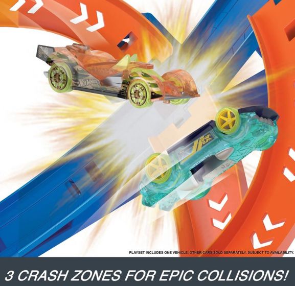 Hot Wheels Action Spiral Speed Crash bilbane lekesett med motorisert booster