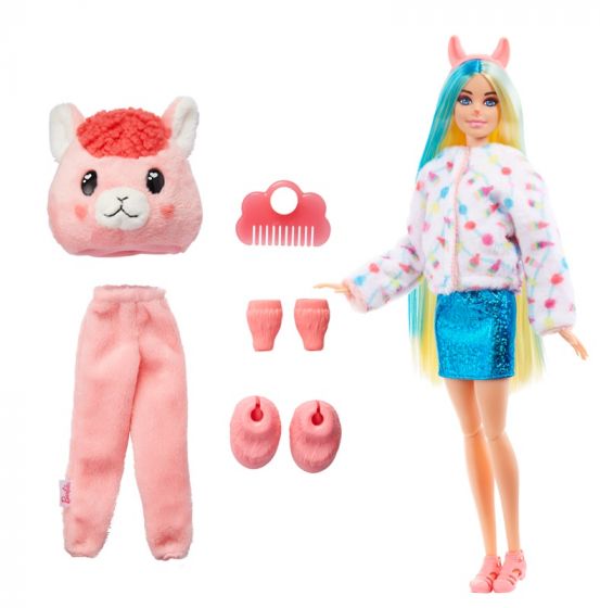 Barbie Cutie Reveal Dreamland fantasy Lama - kostymedukke med rosa og hvitt lamakostyme og kjæledyr - 10 overraskelser