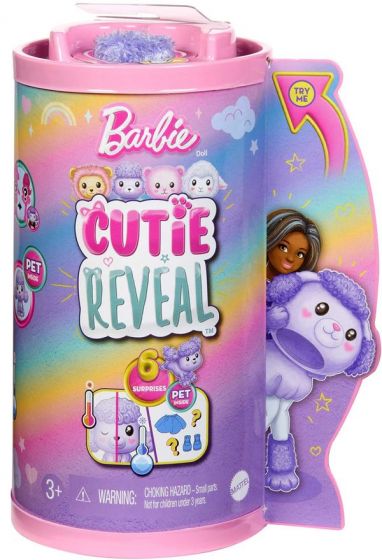 Barbie Cutie Reveal Puddel Chelsea dukke med lilla hundekostyme og kjæledyr - 6 overraskelser
