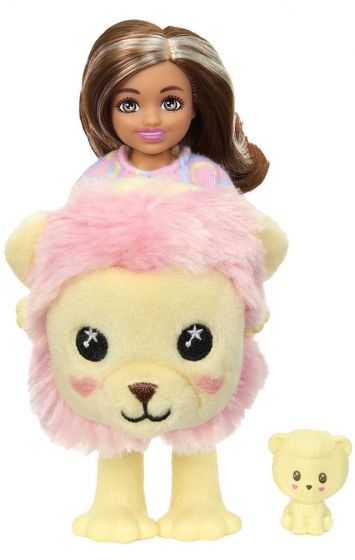 Barbie Cutie Reveal Løve Chelsea dukke med gult løvekostyme og kjæledyr - 6 overraskelser