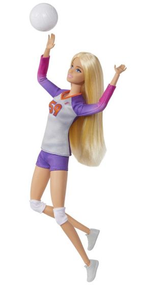 Barbie Made to Move - docka med 22 flexibla leder - Volleyboll docka med blont hår