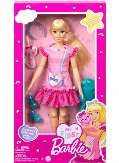 Barbie My First Barbie - dukke med lyst hår og kattekilling - 34 cm høj