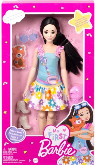 Barbie My First Barbie - docka med svart hår och ekorre - 34 cm hög