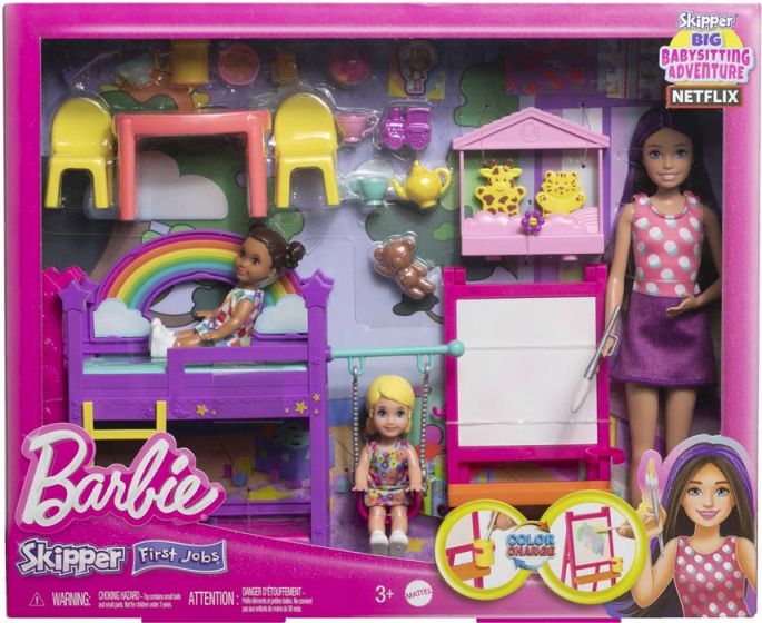 Barbie Skipper First Jobs barnvakt lekset med 3 dockor och massor av tillbehör