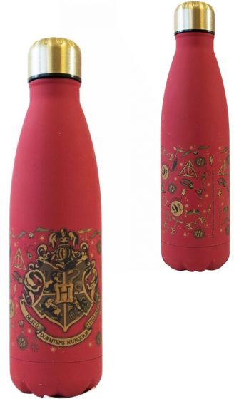 Harry Potter Icon drikkeflaske 0,5L i rustfritt stål - rød og gull