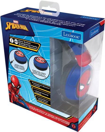 Lexibook SpiderMan trådløse hodetelefoner med bluetooth til barn - opptil 4 timers batteri-tid