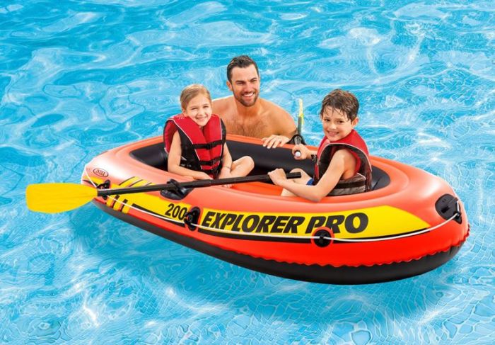 Intex Explorer Pro 200 - oppblåsbar oransje båt til 2 personer - med årer og pumpe - 196 x 102 cm