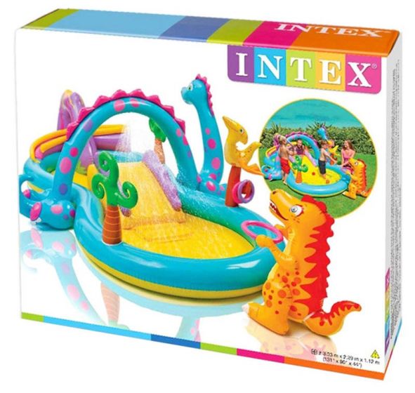 Intex Dinoland Børnepool - pool med spil og vandspray - 290 liter