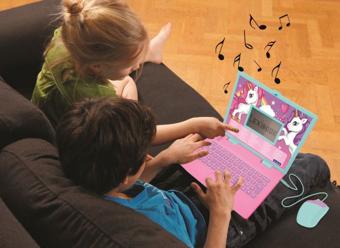 Lexibook enhjørning pedagogisk laptop med 120 aktiviteter til barn - norsk/svensk versjon