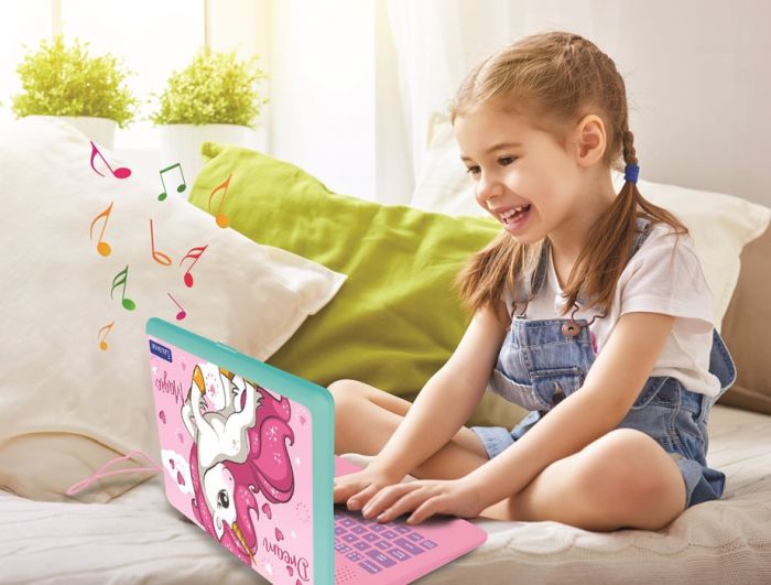 Lexibook enhjørning pedagogisk laptop med 120 aktiviteter til barn - norsk/svensk versjon