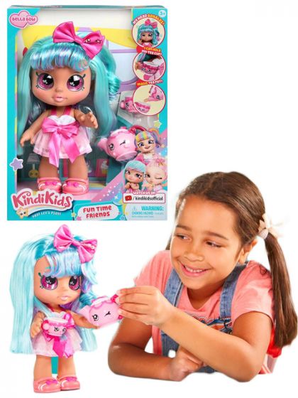 Kindi Kids Fun Time Friends Bella Bow - dukke med blått hår og Shopkins tilbehør