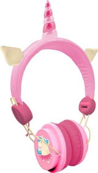 Happy Day hovedtelefoner til børn - Lyserøde med enhjørning