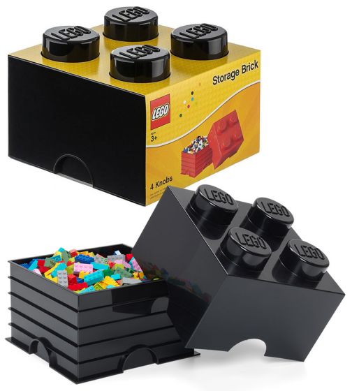 LEGO Storage Brick 4 - opbevaringsklods med låg - 25 x 25 cm - black