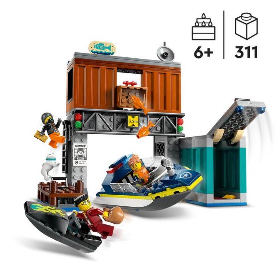 LEGO City 60417 Politiets speedbåd og skurkenes skjulested