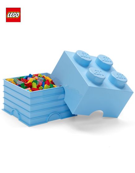 LEGO Storage Brick 4 - opbevaringskasse med låg - 25 x 25 cm - light royal blue
