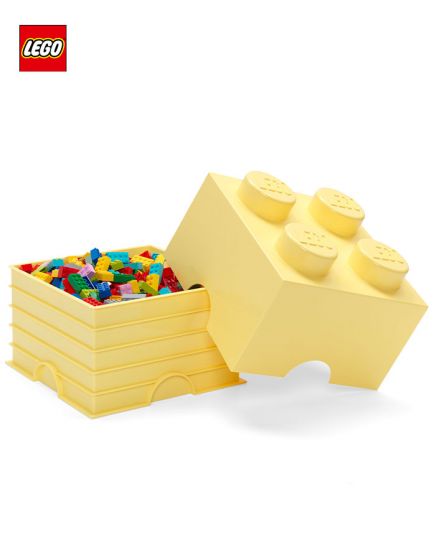 LEGO Storage Brick 4 - oppbevaringsboks med lokk - 25 x 25 cm - cool yellow - design collection