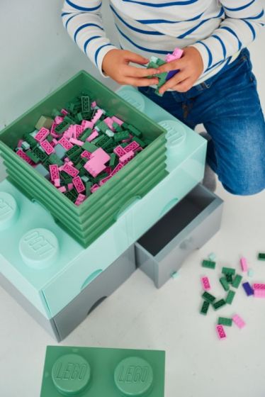 LEGO Storage Brick 8 - opbevaringsklods med låg - 50 x 25 cm - aqua - design collection