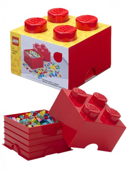 LEGO Storage Brick 4 - förvaringslåda med lock - bright red