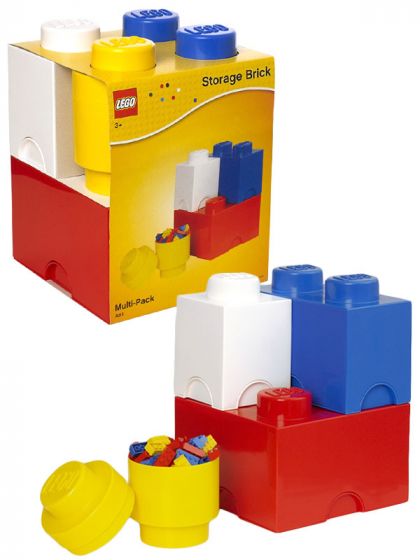 LEGO Storage Brick multi-pack - 4 forskjellige oppbevaringsklosser - red, blue, yellow, white
