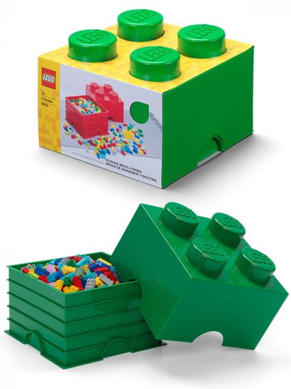 LEGO Storage Brick 4 - förvaringslåda med lock - dark green