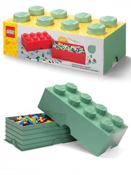 LEGO Storage Brick 8 - oppbevaringsboks med lokk - 50 x 25 cm - sand green