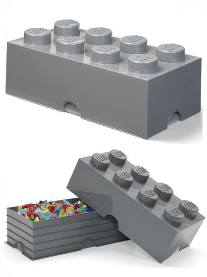 LEGO Storage Brick 8 - oppbevaringsboks med lokk - 50 x 25 cm - dark stone grey